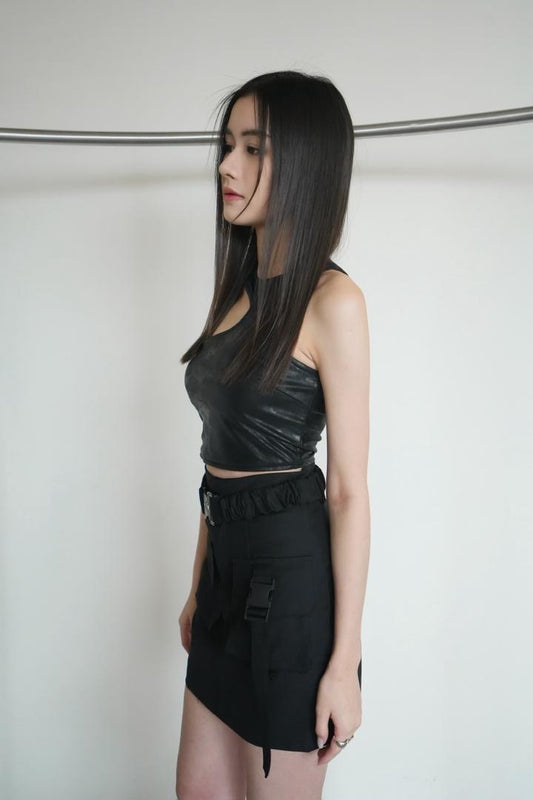 Sleeveless Leather Top