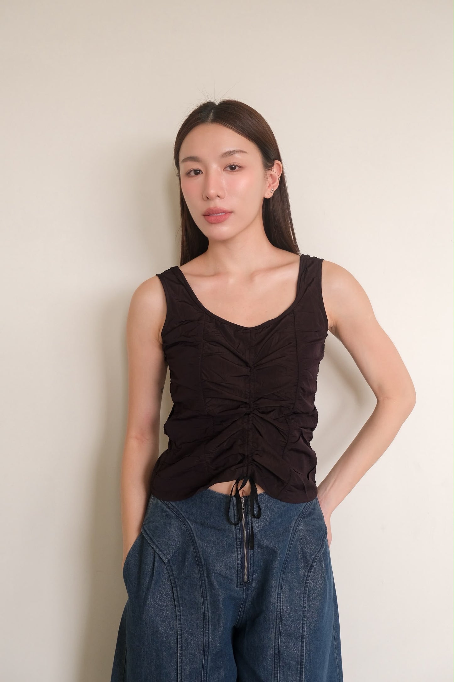 Ruched Drawstring Top