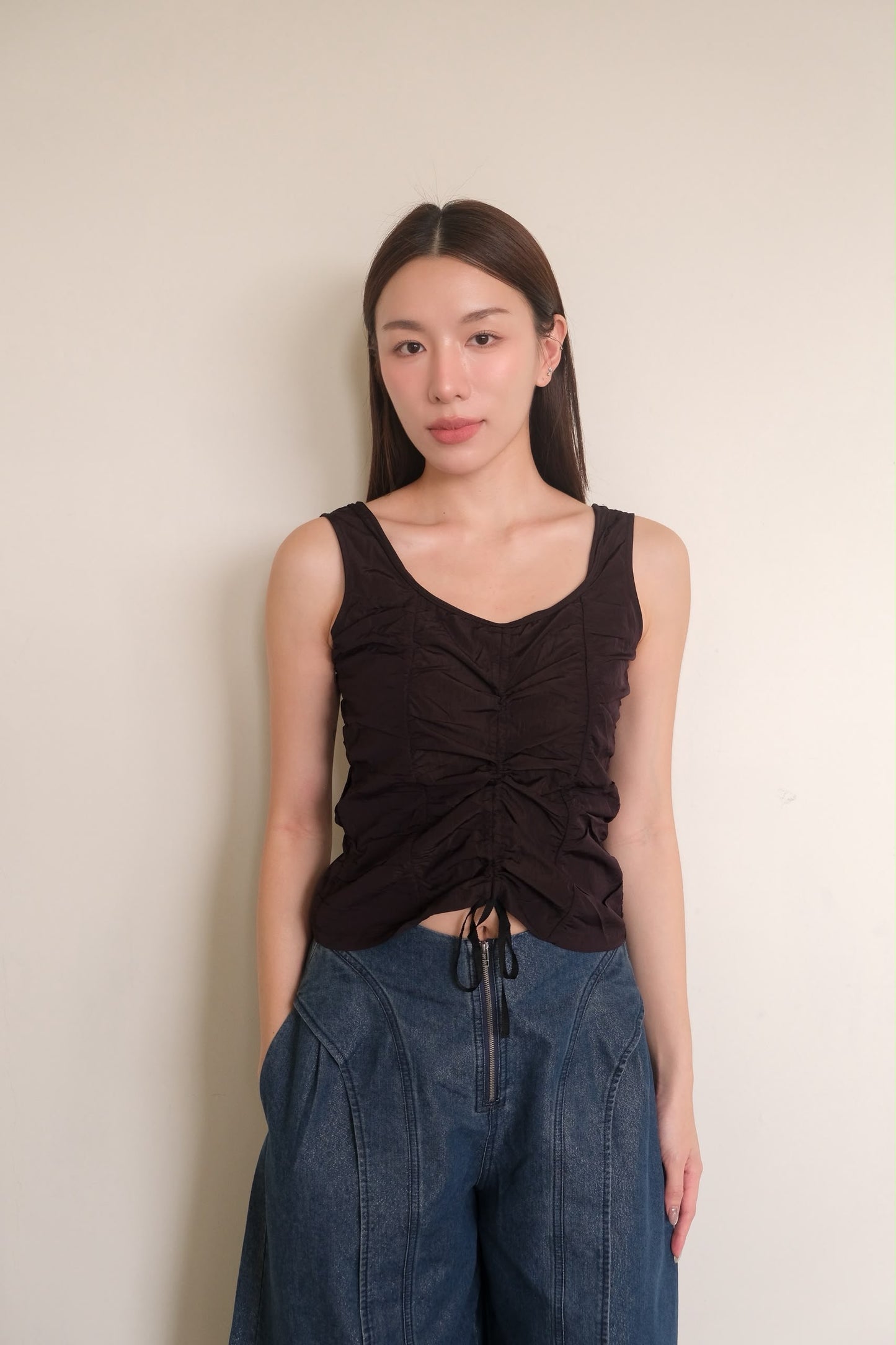 Ruched Drawstring Top
