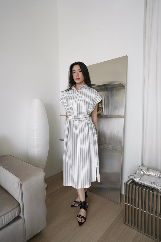Striped Cap Sleeve Dress