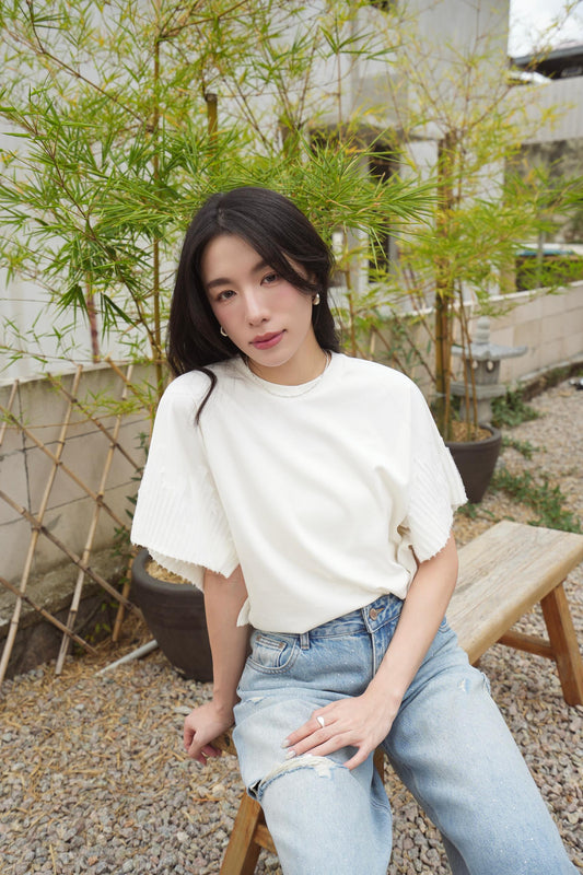 Fringe-Trimmed Short-Sleeve Top