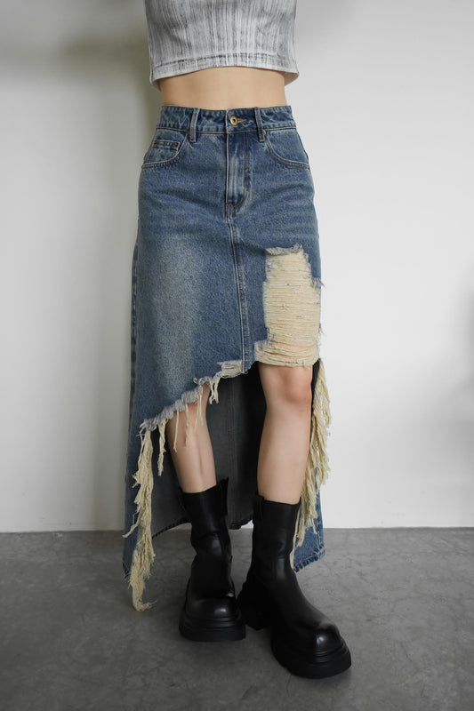 Vintage Rips Jeans Skirt