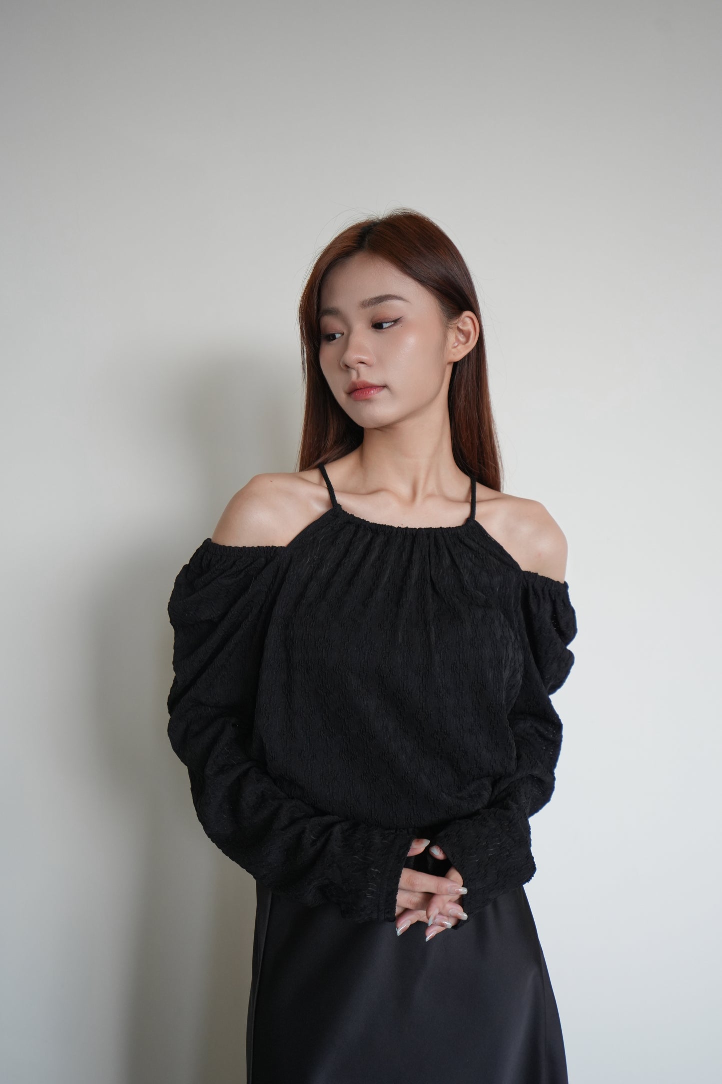 Off Neck Twisted Shoulder Top