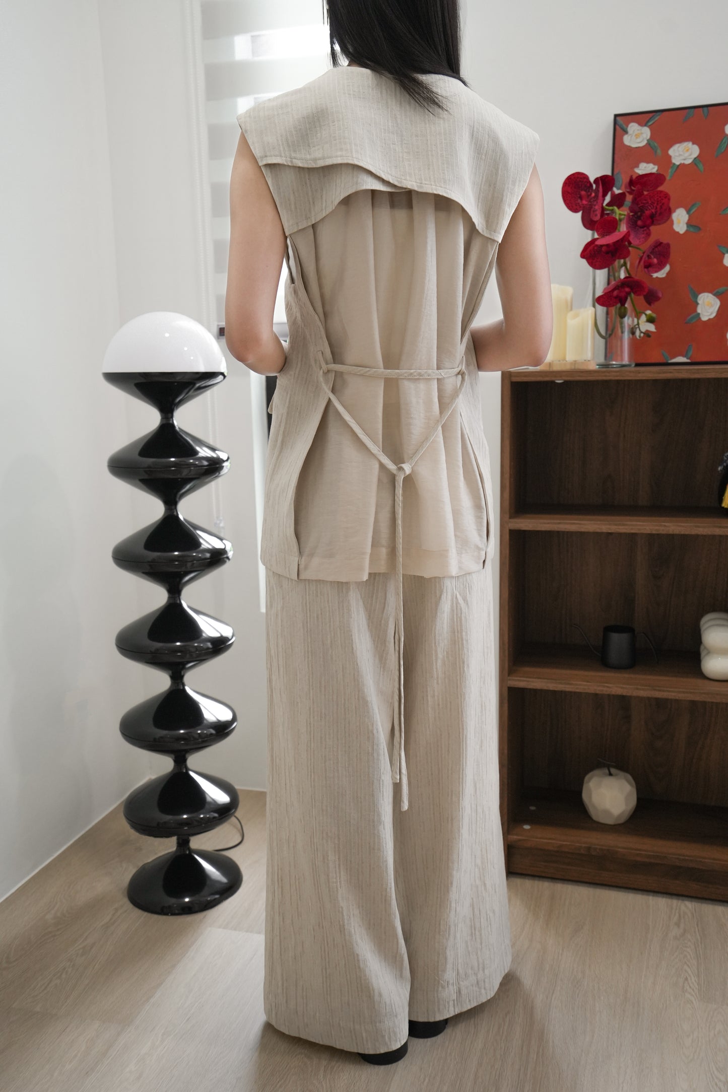 Cotton Linen Vest Set With Pants