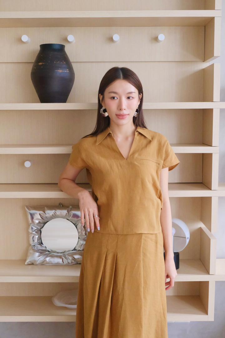 Linen Blend V-Neck Shirt
