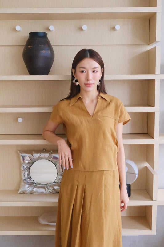 Linen Blend V-Neck Shirt