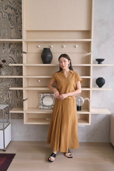 Linen Blend V-Neck Shirt