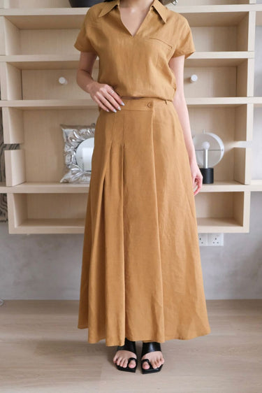 Linen-Cotton Elastic Skirt