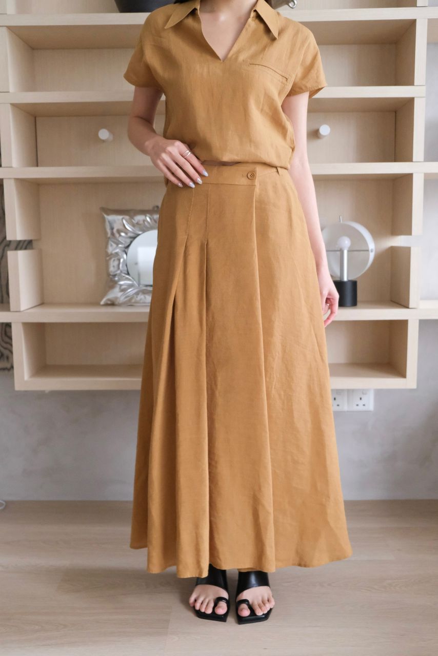 Linen-Cotton Elastic Skirt