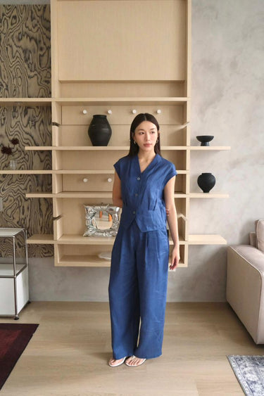 Linen Curved-leg Pants