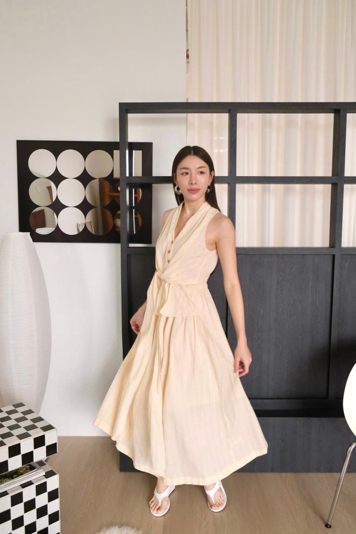 Linen V-Neck Vest Dress Set