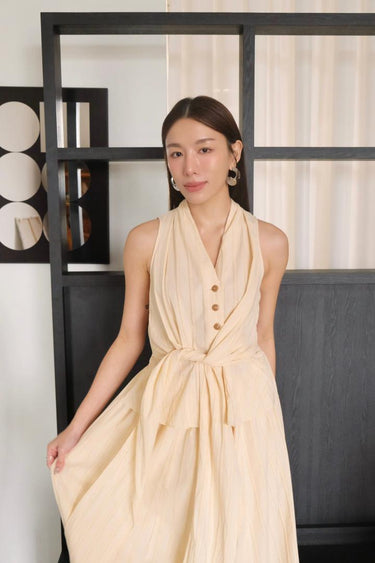 Linen V-Neck Vest Dress Set