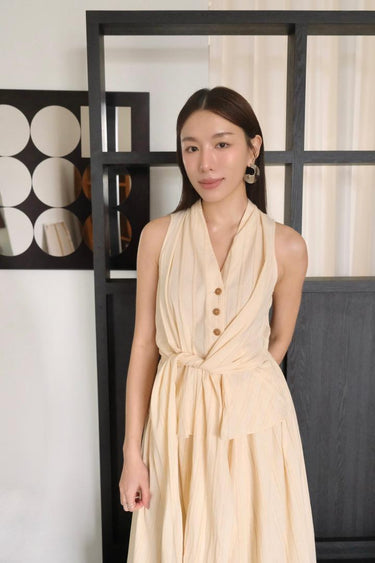 Linen V-Neck Vest Dress Set
