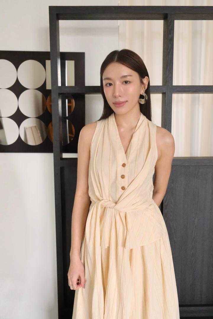 Linen V-Neck Vest Dress Set