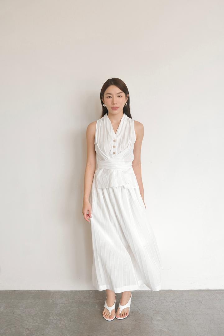 Linen V-Neck Vest Dress Set