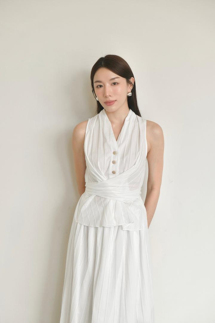 Linen V-Neck Vest Dress Set