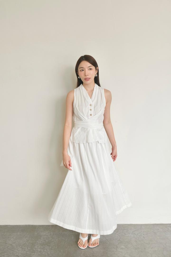 Linen V-Neck Vest Dress Set