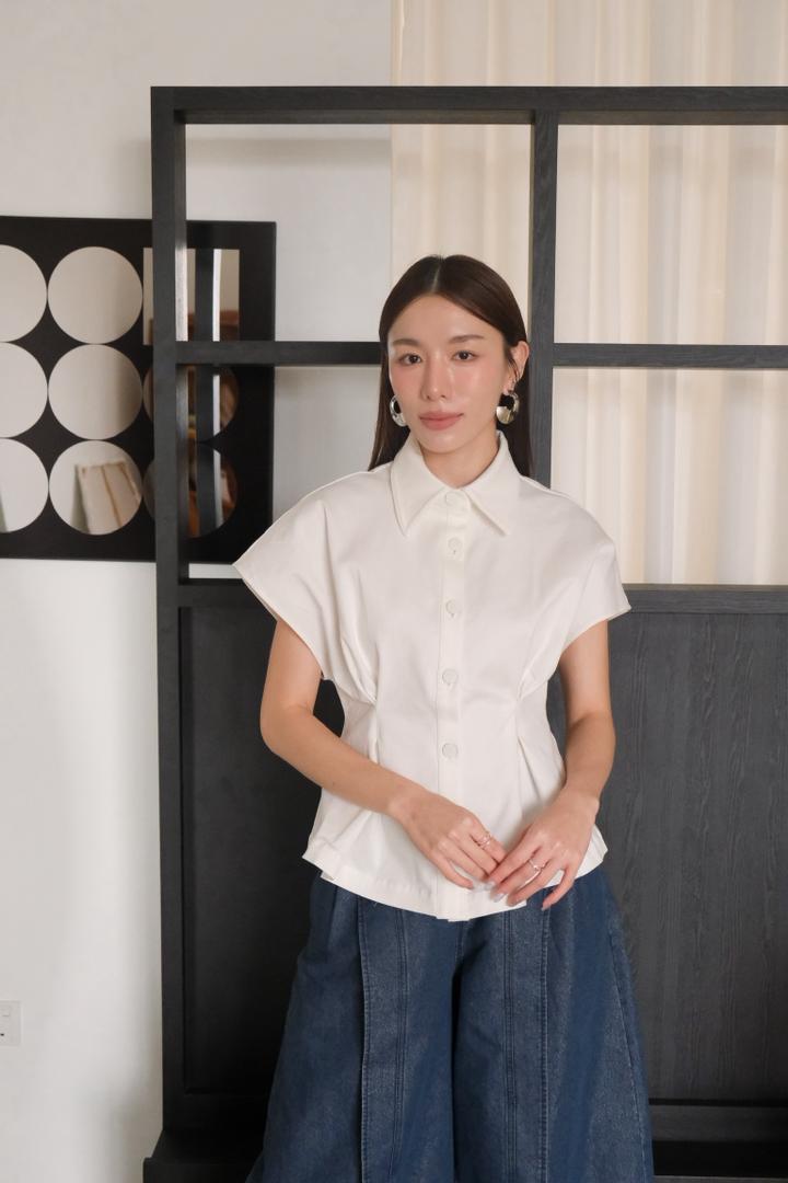 Waist-Fitted Short-Sleeve Top