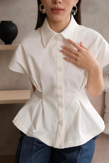 Waist-Fitted Short-Sleeve Top