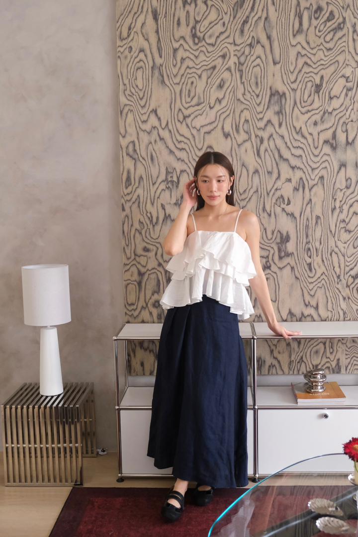 Layered-Ruffle Sleeveless Camisole Top