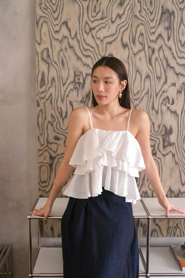 Layered-Ruffle Sleeveless Camisole Top