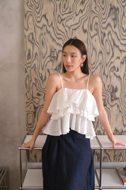Layered-Ruffle Sleeveless Camisole Top