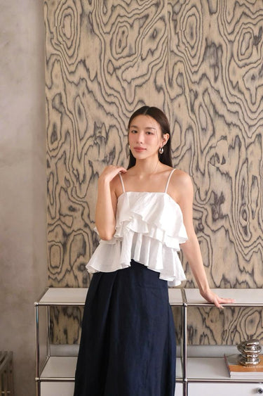 Layered-Ruffle Sleeveless Camisole Top