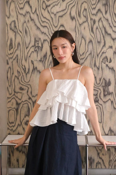 Layered-Ruffle Sleeveless Camisole Top