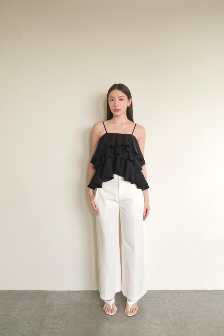 Layered-Ruffle Sleeveless Camisole Top