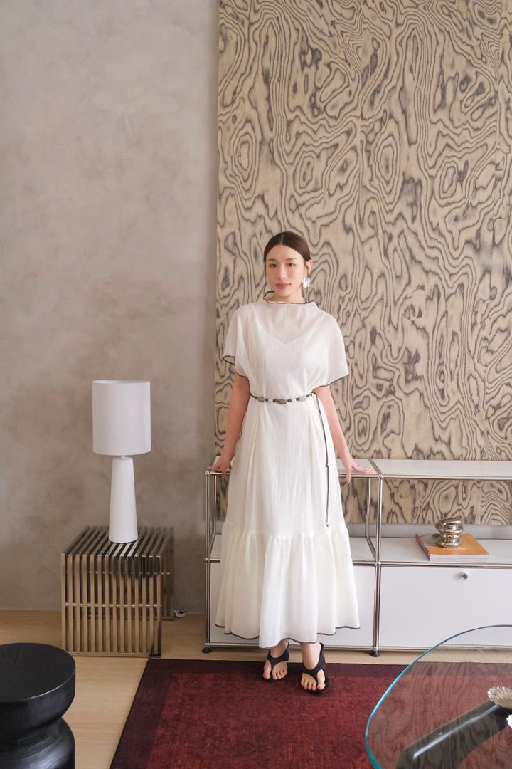 Sheer-Layered Midi Dress