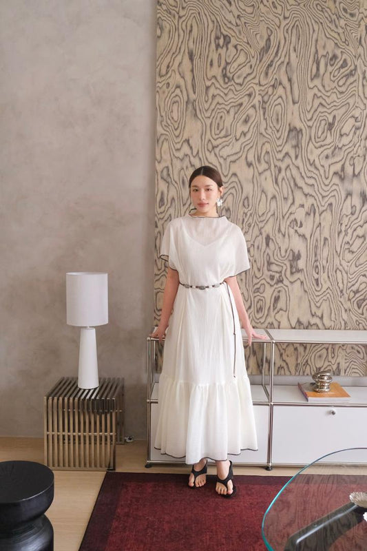 Sheer-Layered Midi Dress
