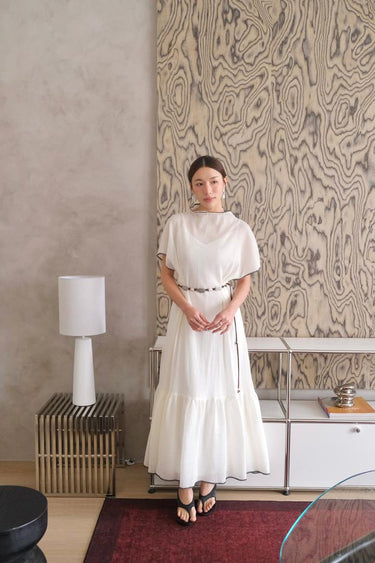 Sheer-Layered Midi Dress