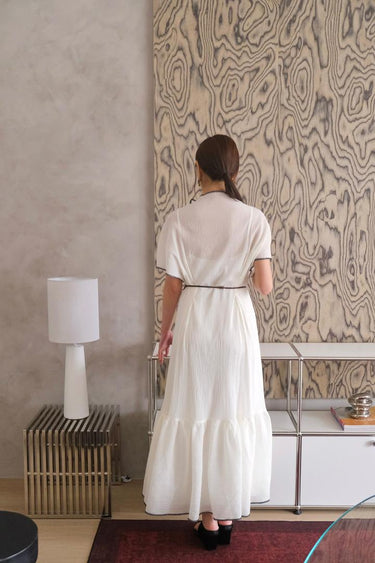 Sheer-Layered Midi Dress
