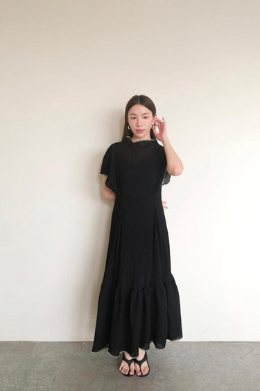 Sheer-Layered Midi Dress