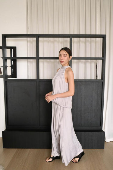 Pleated Satin Halter Set