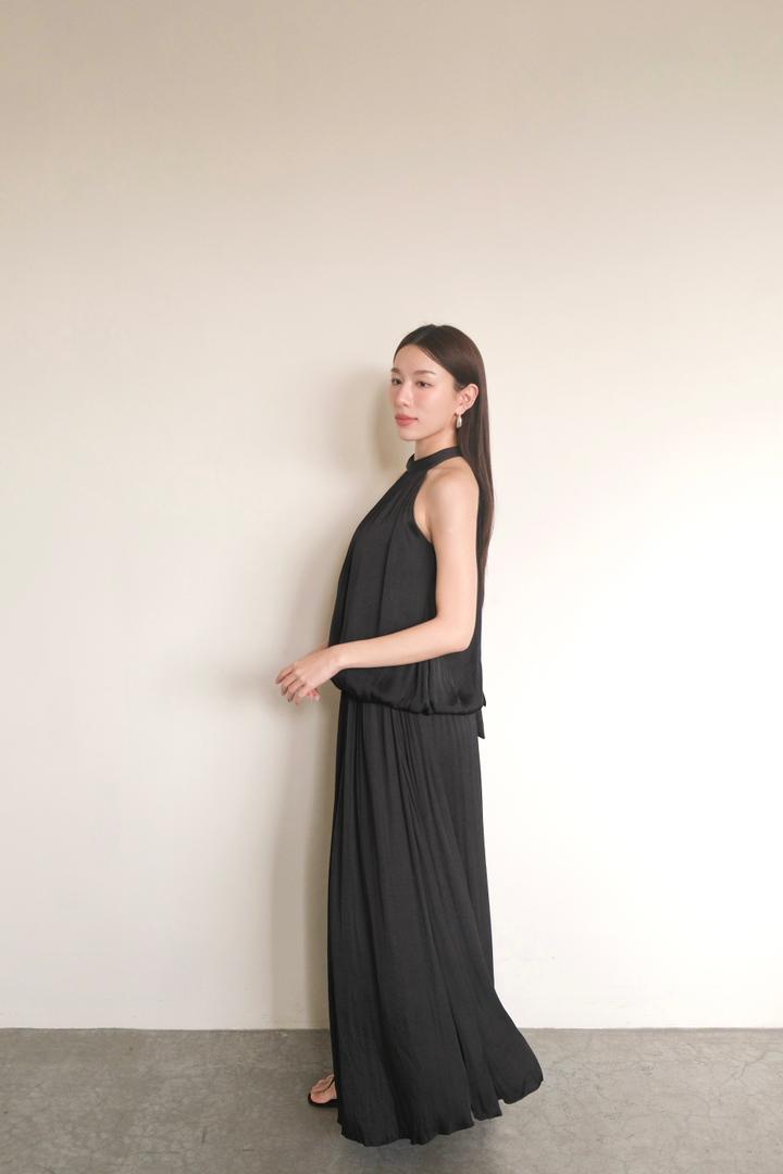 Pleated Satin Halter Set