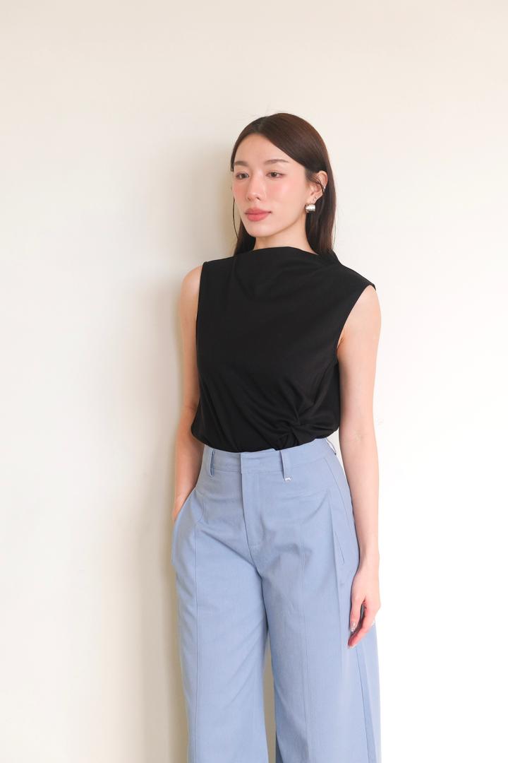 Sleeveless Top With Ruched Hem