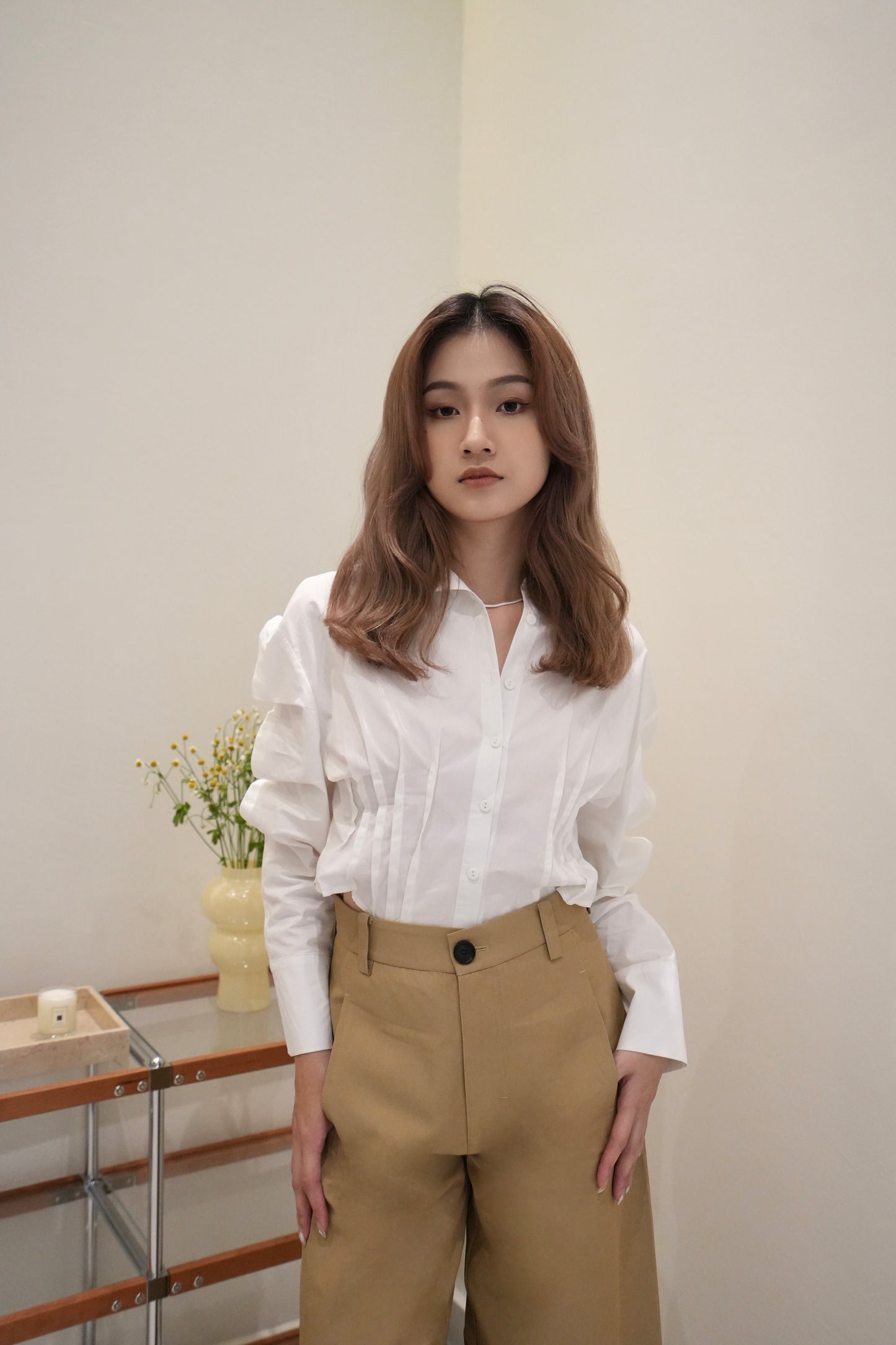 Cropped Slim  Flit Blouse