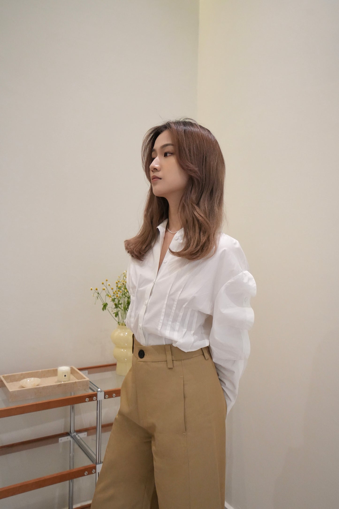 Cropped Slim  Flit Blouse