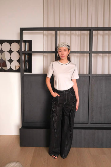 Contrast-Trim Striped T-Shirt