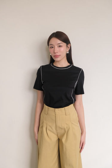 Contrast-Trim Striped T-Shirt