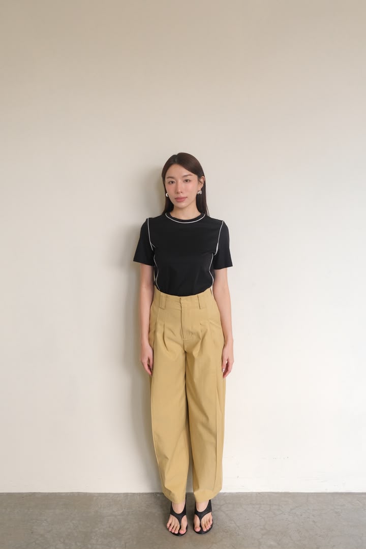 Contrast-Trim Striped T-Shirt