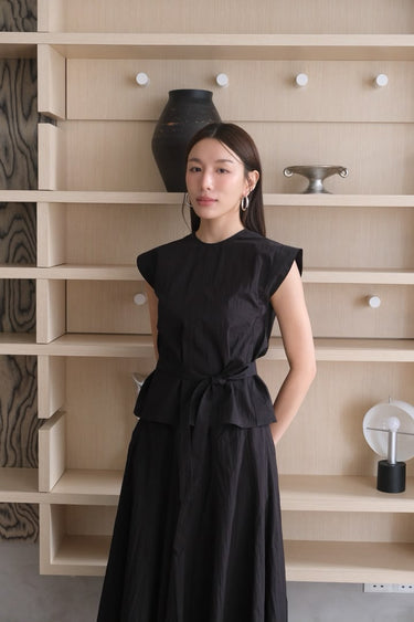 Draped Helter Arm-Cover Top And Skirt