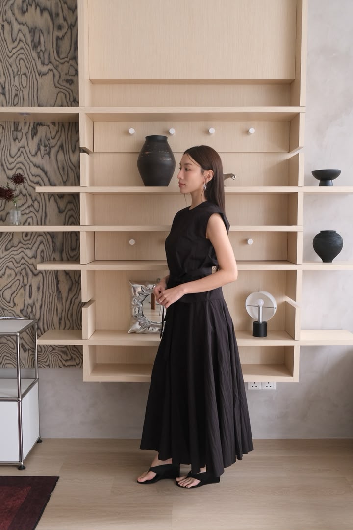 Draped Helter Arm-Cover Top And Skirt
