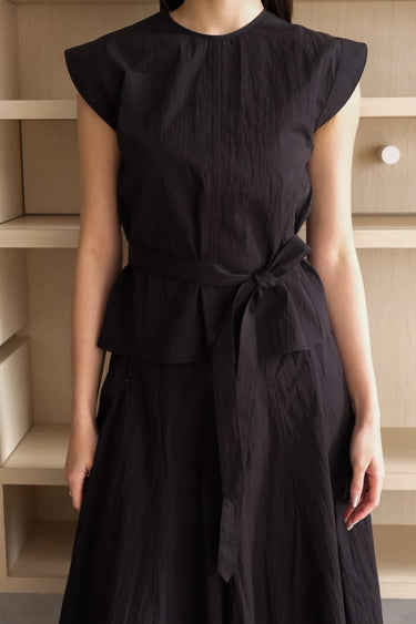 Draped Helter Arm-Cover Top And Skirt