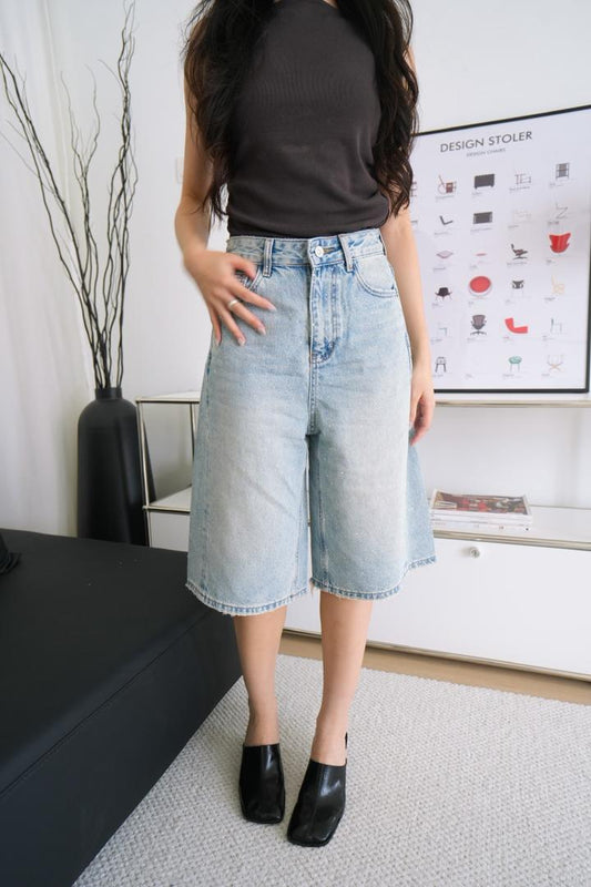 Rhinestone-studded Denim Short