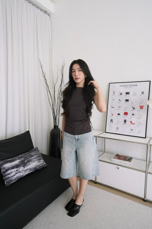 Rhinestone-studded Denim Short