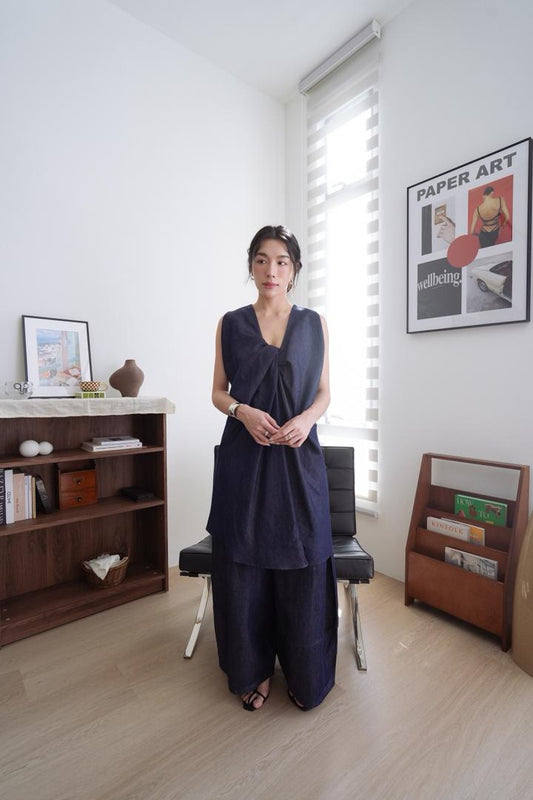 V-neck Denim Sleeveless Frock