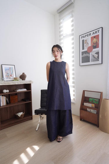 V-neck Denim Sleeveless Frock