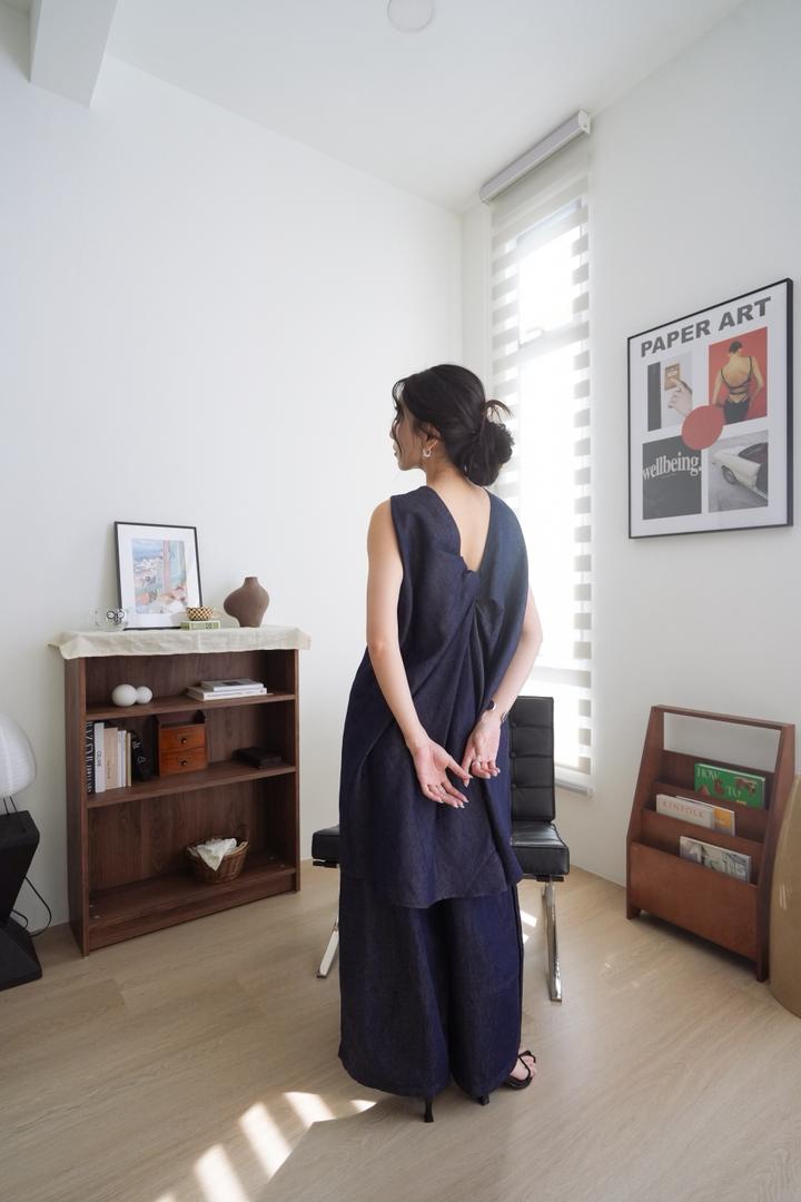 V-neck Denim Sleeveless Frock